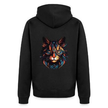 Tête de portrait de chat - Veste à capuche bio Premium Unisexe - noir - Dos - Nico (187cm)