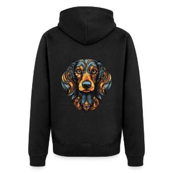 Teckel Portrait de chien teckel - Veste à capuche bio Premium Unisexe - noir - Dos - Nico (187cm)