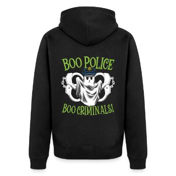Buh Polizei, buh Kriminelle! Polizist Halloween - Unisex Premium Bio Zip Hoodie - Schwarz - Hinten - Nico (187cm)