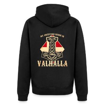 Mes ancêtres résident au Valhalla - Danemark - Veste à capuche bio Premium Unisexe - noir - Dos - Nico (187cm)