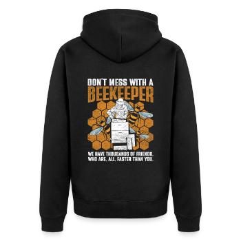 Bienen Bienenzüchter Imker Bienenzucht - Unisex Premium Bio Zip Hoodie - Schwarz - Hinten - Nico (187cm)
