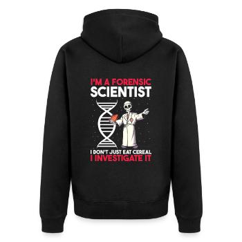 Forensische Kriminologie und Tatort-Ermittler - Unisex Premium Bio Zip Hoodie - Schwarz - Hinten - Nico (187cm)