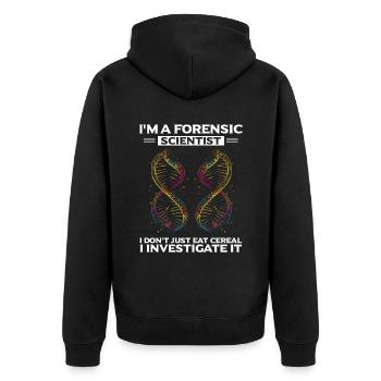 Forensischer Wissenschaftlicher Ermittler - Unisex Premium Bio Zip Hoodie - Schwarz - Hinten - Nico (187cm)
