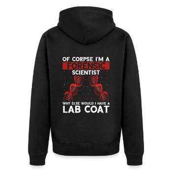 Forensischer Wissenschaftler und Kriminallabor - Unisex Premium Bio Zip Hoodie - Schwarz - Hinten - Nico (187cm)