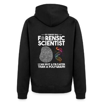 Forensik und forensische Wissenschaft - Unisex Premium Bio Zip Hoodie - Schwarz - Hinten - Nico (187cm)