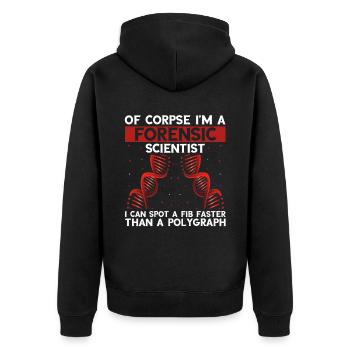 Forensische Kriminologie und Tatort-Ermittler - Unisex Premium Bio Zip Hoodie - Schwarz - Hinten - Nico (187cm)