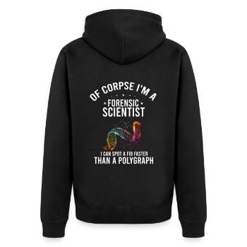 Gerichtsmediziner und Forensischer Analyst - Unisex Premium Bio Zip Hoodie - Schwarz - Hinten - Nico (187cm)