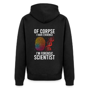 Forensischer Wissenschaftler und Kriminallabor - Unisex Premium Bio Zip Hoodie - Schwarz - Hinten - Nico (187cm)