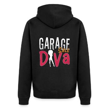 Garage Sale Diva Bargain Hunter Loves Flea Market - Unisex Premium Organic Zip Hoodie - black - Back - Nico (187cm)
