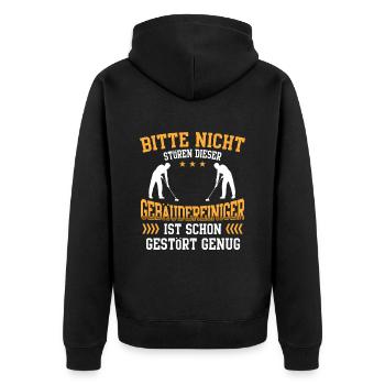 Den Gebäudereiniger nicht stören Fensterputzer - Unisex Premium Bio Zip Hoodie - Schwarz - Hinten - Nico (187cm)