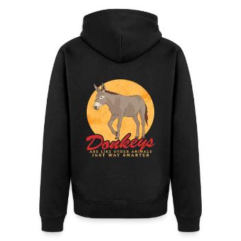 Esel Eselbesitzer Eselliebhaber Eselchen Geschenk - Unisex Premium Bio Zip Hoodie - Schwarz - Hinten - Nico (187cm)