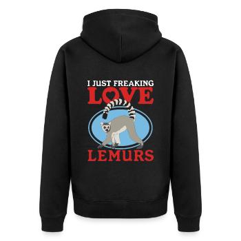 Lémurien Lémuriens à queue annelée Lémuriens à queue annelée Cadeau - Veste à capuche bio Premium Unisexe - noir - Dos - Nico (187cm)