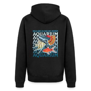 Aquarium Aquarianer Aquaristik Zierfisch Geschenk - Unisex Premium Bio Zip Hoodie - Schwarz - Hinten - Nico (187cm)