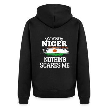 Niger - Unisex Premium Bio Zip Hoodie - Schwarz - Hinten - Nico (187cm)