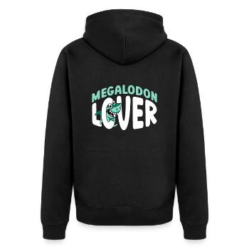 Megalodon Lover - Megalodon Young Shark - Unisex Premium Organic Zip Hoodie - black - Back - Nico (187cm)