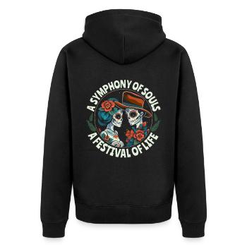Dia de los Muertos Sugar Skull Mexikanischer Feiertag - Unisex Premium Bio Zip Hoodie - Schwarz - Hinten - Nico (187cm)