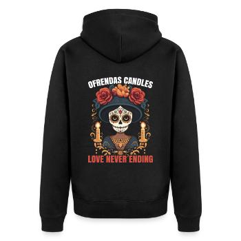 Dia de los Muertos Sugar Skull Mexikanischer Feiertag - Unisex Premium Bio Zip Hoodie - Schwarz - Hinten - Nico (187cm)