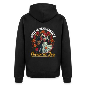 Dia de los Muertos Sugar Skull Mexikanischer Feiertag - Unisex Premium Bio Zip Hoodie - Schwarz - Hinten - Nico (187cm)