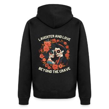 Dia de los Muertos Sugar Skull Mexikanischer Feiertag - Unisex Premium Bio Zip Hoodie - Schwarz - Hinten - Nico (187cm)