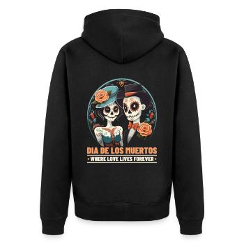 Dia de los Muertos Sugar Skull Mexikanischer Feiertag - Unisex Premium Bio Zip Hoodie - Schwarz - Hinten - Nico (187cm)