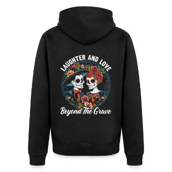 Dia de los Muertos Sugar Skull Mexikanischer Feiertag - Unisex Premium Bio Zip Hoodie - Schwarz - Hinten - Nico (187cm)