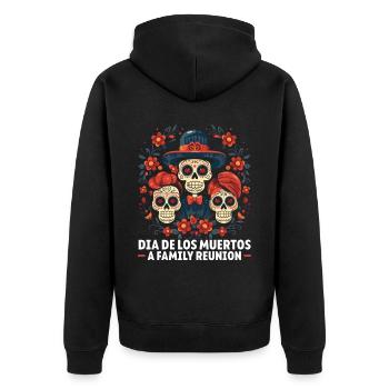 Dia de los Muertos Sugar Skull Mexikanischer Feiertag - Unisex Premium Bio Zip Hoodie - Schwarz - Hinten - Nico (187cm)