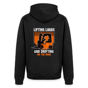 Lifting Loads And Drifting On The Road - Unisex Premium Organic Zip Hoodie - black - Back - Nico (187cm)