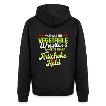 What Was The Vegetable Wrestlers Favorite Move - Unisex Premium Organic Zip Hoodie - black - Back - Nico (187cm)