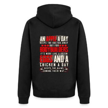 An Apple A Day Keeps The Doctor Away - Unisex Premium Organic Zip Hoodie - black - Back - Nico (187cm)