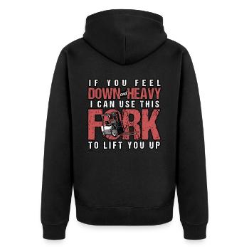 If You Feel Down And Heavy I Can Use This Fork - Unisex Premium Organic Zip Hoodie - black - Back - Nico (187cm)
