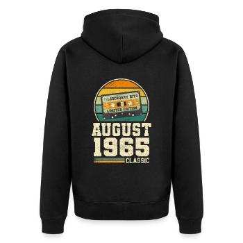 58e anniversaire Août Millésime 1965 Millésime - Veste à capuche bio Premium Unisexe - noir - Dos - Nico (187cm)