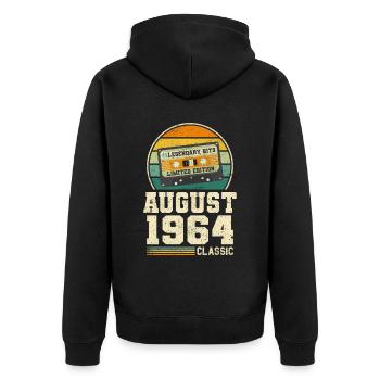 59th Birthday August Vintage 1964 Vintage - Unisex Premium Organic Zip Hoodie - black - Back - Nico (187cm)
