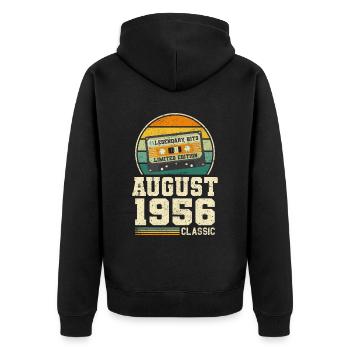 67th Birthday August Vintage 1956 Vintage - Unisex Premium Organic Zip Hoodie - black - Back - Nico (187cm)