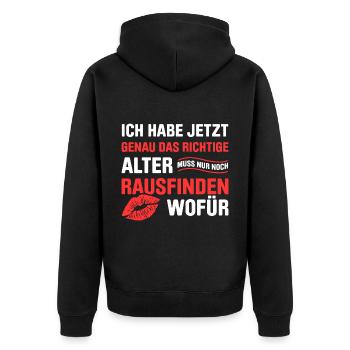 Ich Habe Jetzt Genau Das Richtige Alter Nur Rausfi - Unisex Premium Bio Zip Hoodie - Schwarz - Hinten - Nico (187cm)