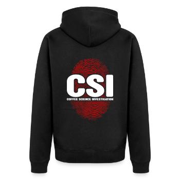 Forensischer Wissenschaftler und Kriminallabor - Unisex Premium Bio Zip Hoodie - Schwarz - Hinten - Nico (187cm)
