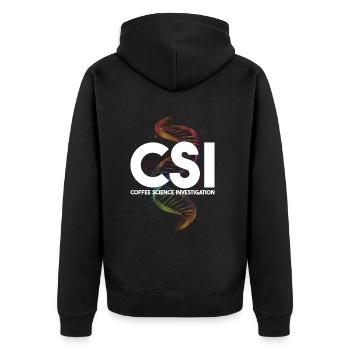 Gerichtsmediziner und Forensischer Analyst - Unisex Premium Bio Zip Hoodie - Schwarz - Hinten - Nico (187cm)