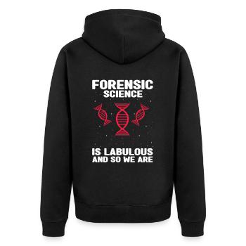 Forensischer Wissenschaftler und Kriminallabor - Unisex Premium Bio Zip Hoodie - Schwarz - Hinten - Nico (187cm)