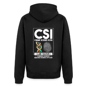 Forensik und forensische Wissenschaft - Unisex Premium Bio Zip Hoodie - Schwarz - Hinten - Nico (187cm)