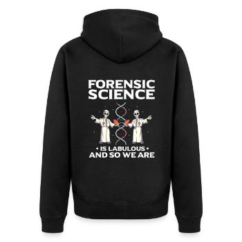 Gerichtsmediziner und Forensischer Analyst - Unisex Premium Bio Zip Hoodie - Schwarz - Hinten - Nico (187cm)