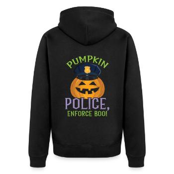Police de la citrouille, appliquez Boo! Policier Halloween - Veste à capuche bio Premium Unisexe - noir - Dos - Nico (187cm)