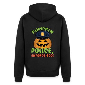 Police de la citrouille, appliquez Boo! Policier Halloween - Veste à capuche bio Premium Unisexe - noir - Dos - Nico (187cm)