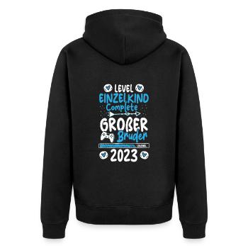 Großer Bruder 2023 Loading Complete Gamer - Unisex Premium Bio Zip Hoodie - Schwarz - Hinten - Nico (187cm)