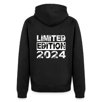 Limited Edition 2024 Geburtstag 2024 Geburtstag - Unisex Premium Bio Zip Hoodie - Schwarz - Hinten - Nico (187cm)