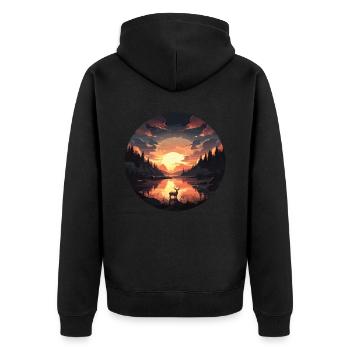 Tiere Ziegen Sonnenuntergangn Ziege Tierliebhaber - Unisex Premium Bio Zip Hoodie - Schwarz - Hinten - Nico (187cm)