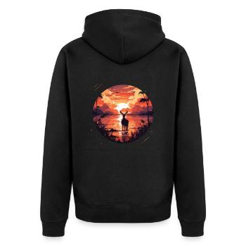 Tiere Ziegen Sonnenuntergangn Ziege Tierliebhaber - Unisex Premium Bio Zip Hoodie - Schwarz - Hinten - Nico (187cm)