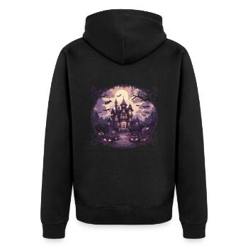 Hexen Halloween Hexe Kürbis Halloweenparty - Unisex Premium Bio Zip Hoodie - Schwarz - Hinten - Nico (187cm)