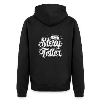 Storyteller Photographer Camera - Unisex Premium Organic Zip Hoodie - black - Back - Nico (187cm)