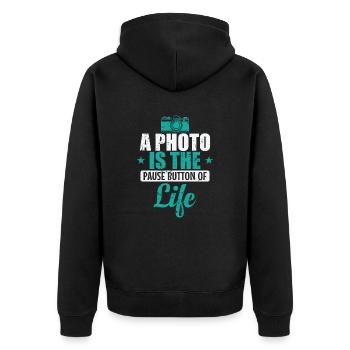 A Photo is the Pause Button of Life Fotograf - Unisex Premium Organic Zip Hoodie - black - Back - Nico (187cm)