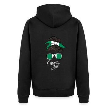 Nigeria - Unisex Premium Bio Zip Hoodie - Schwarz - Hinten - Nico (187cm)