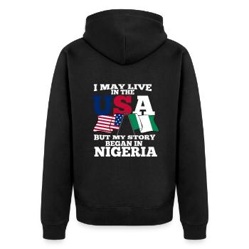 Nigeria - Unisex Premium Bio Zip Hoodie - Schwarz - Hinten - Nico (187cm)